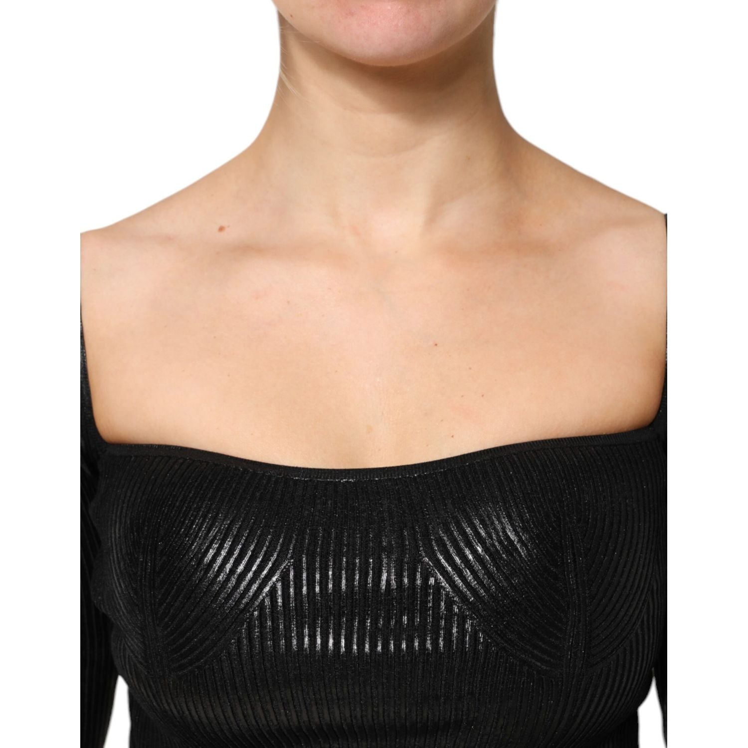 Dolce & Gabbana Black Viscose Long Sleeves Fitted Blouse Top