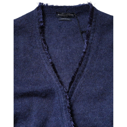 Ballantyne Dark Blue Long Sleeves Overcoat Cardigan Sweater