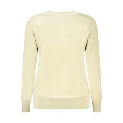 Back view of North Sails Green Cotton Women Sweater showcasing its chic design and contrasting accents.