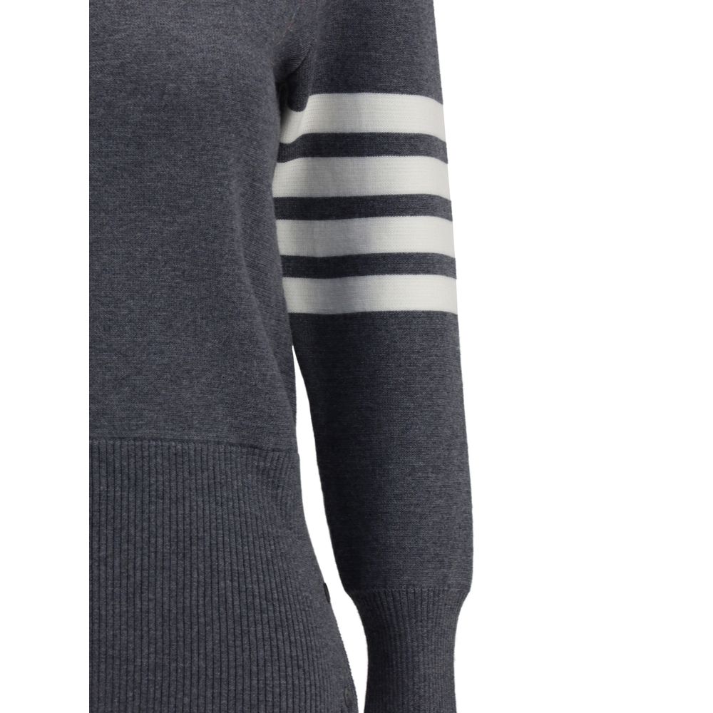 Thom Browne Virgin wool Sweater featuring ribbed cuffs and iconic horizontal bands.