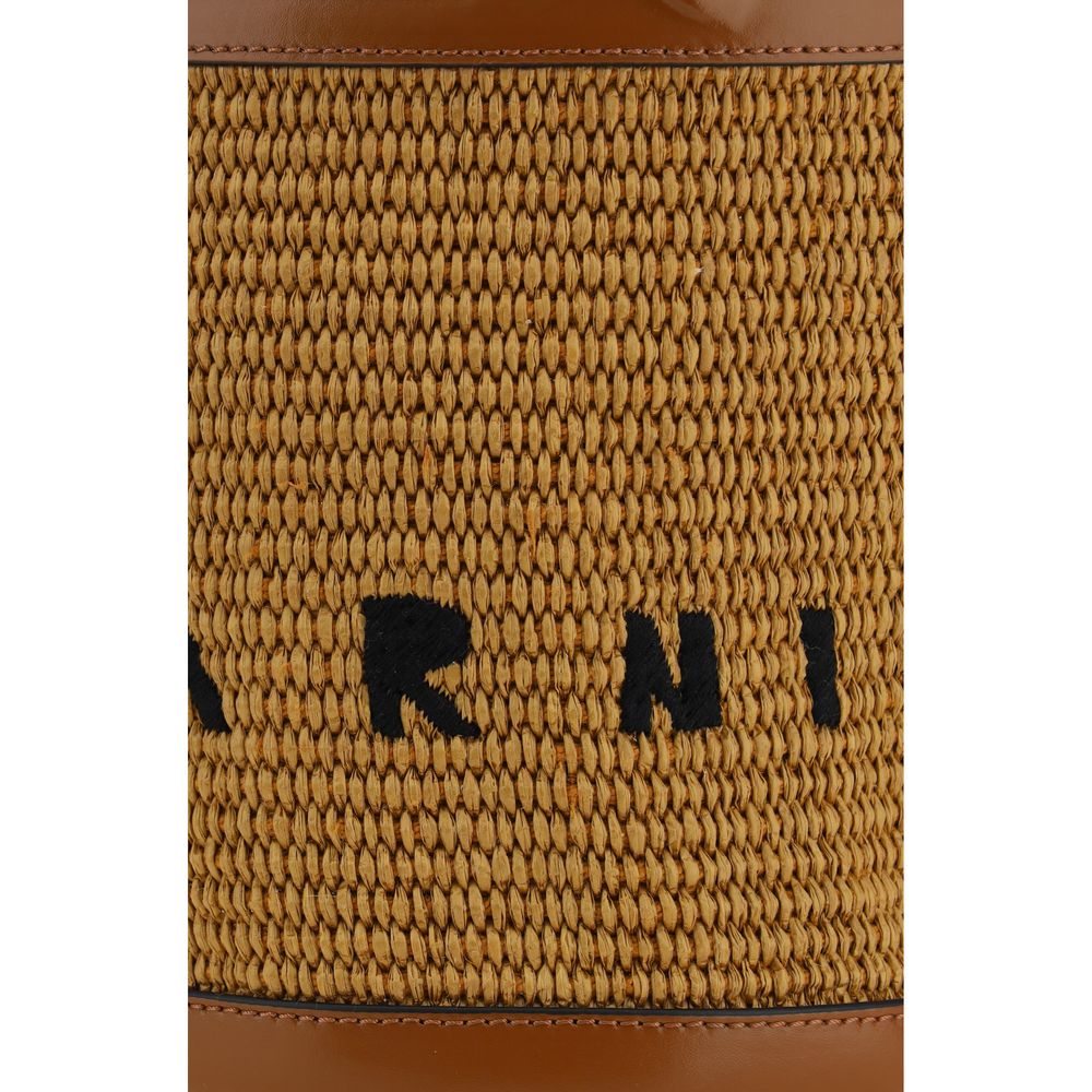 Marni Brown Cotton Backet Bag