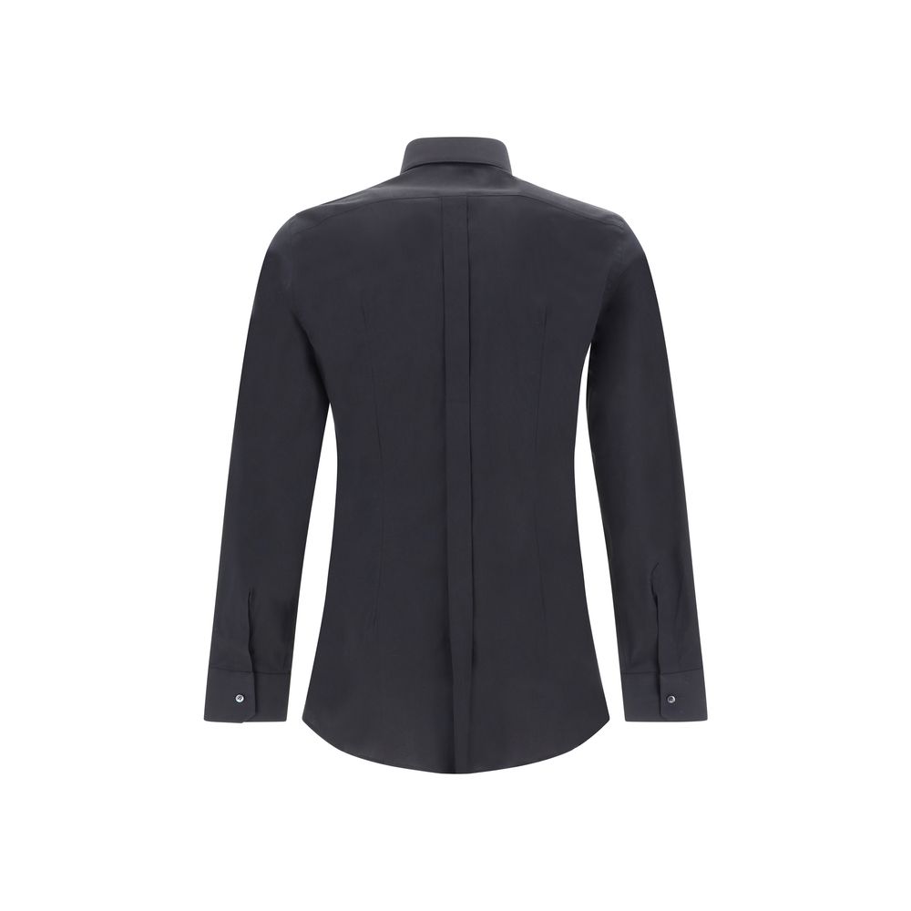 Back view of Dolce & Gabbana Shirt in black with classic collar, slim fit design for AW25 collection, made in Italy.
