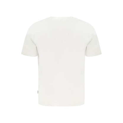 Pepe Jeans White Cotton T-Shirt with short sleeves and crew neck, featuring logo print, made from 100% sustainable cotton.