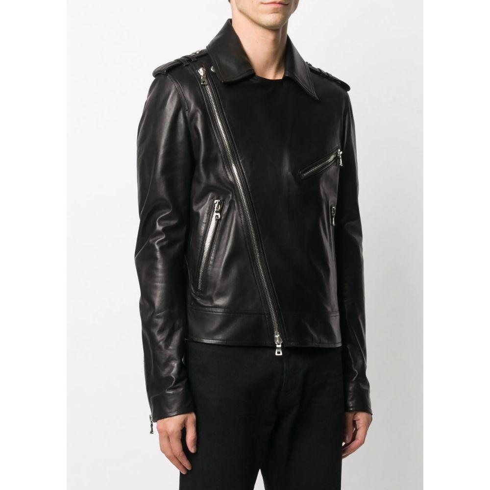 Balmain Black Leather Jacket BA-15439-IT50 | L