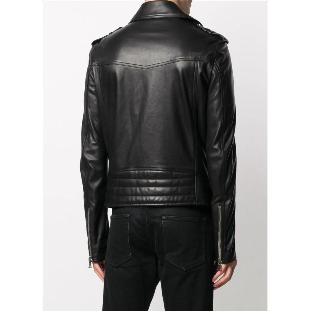 Balmain Black Leather Jacket BA-15439-IT50 | L