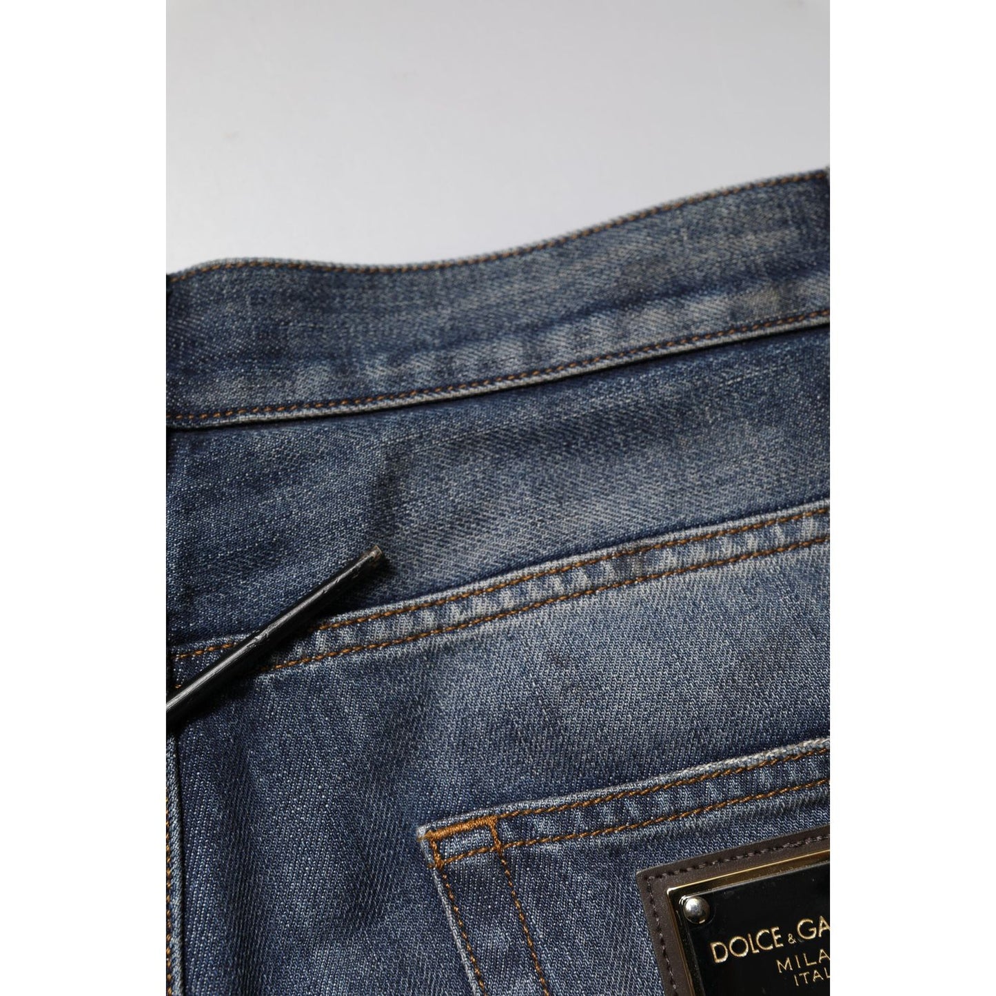 Dolce & Gabbana Blue Washed Tattered Cotton Men Jeans PAN76448-44