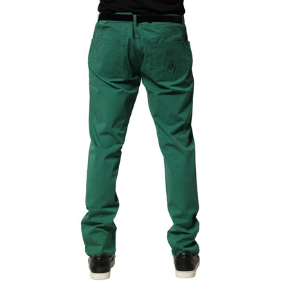 Dolce & Gabbana Green Cotton Stretch Skinny Men Denim Jeans