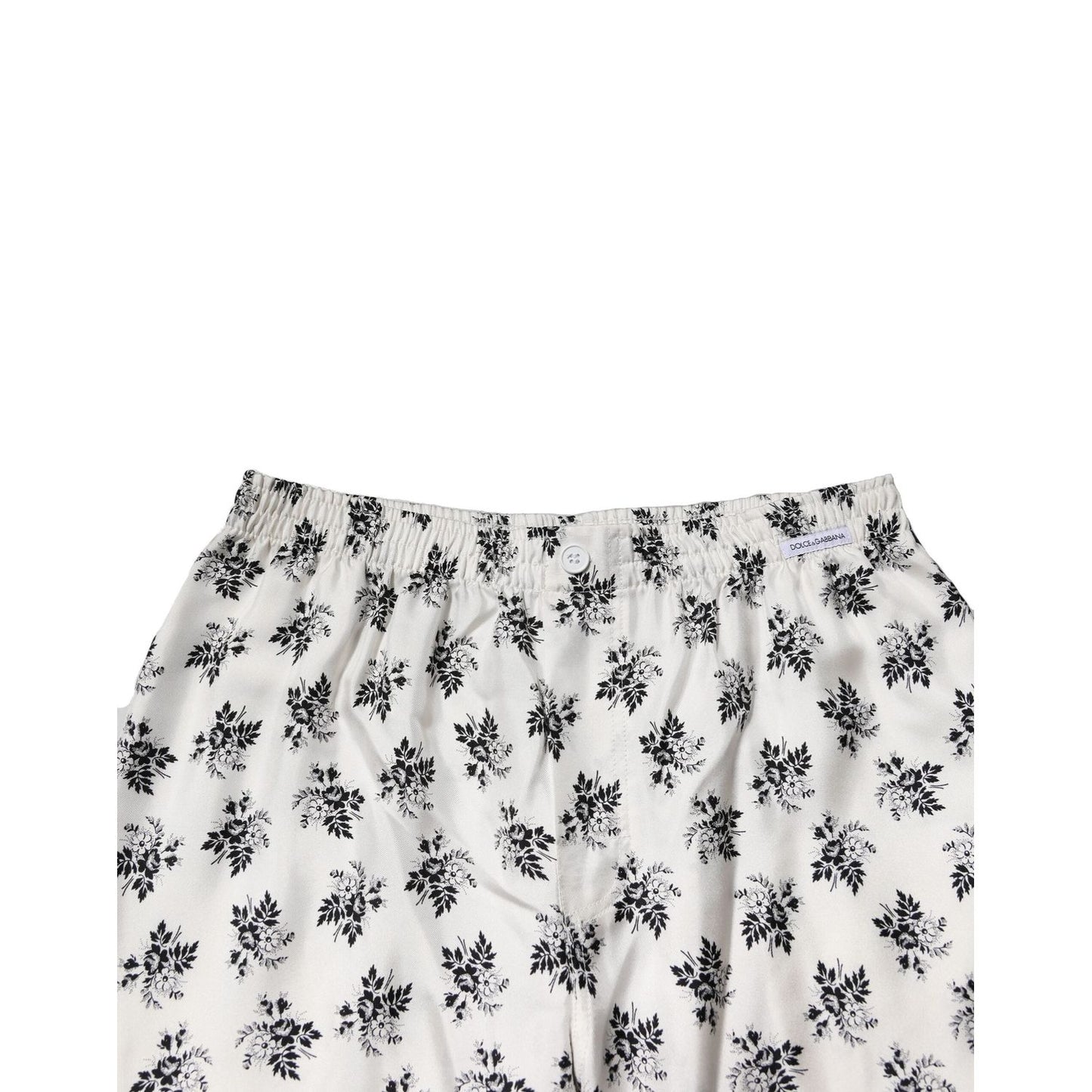 Dolce & Gabbana White Floral Silk Casual Lounge Pants PAN76472-3