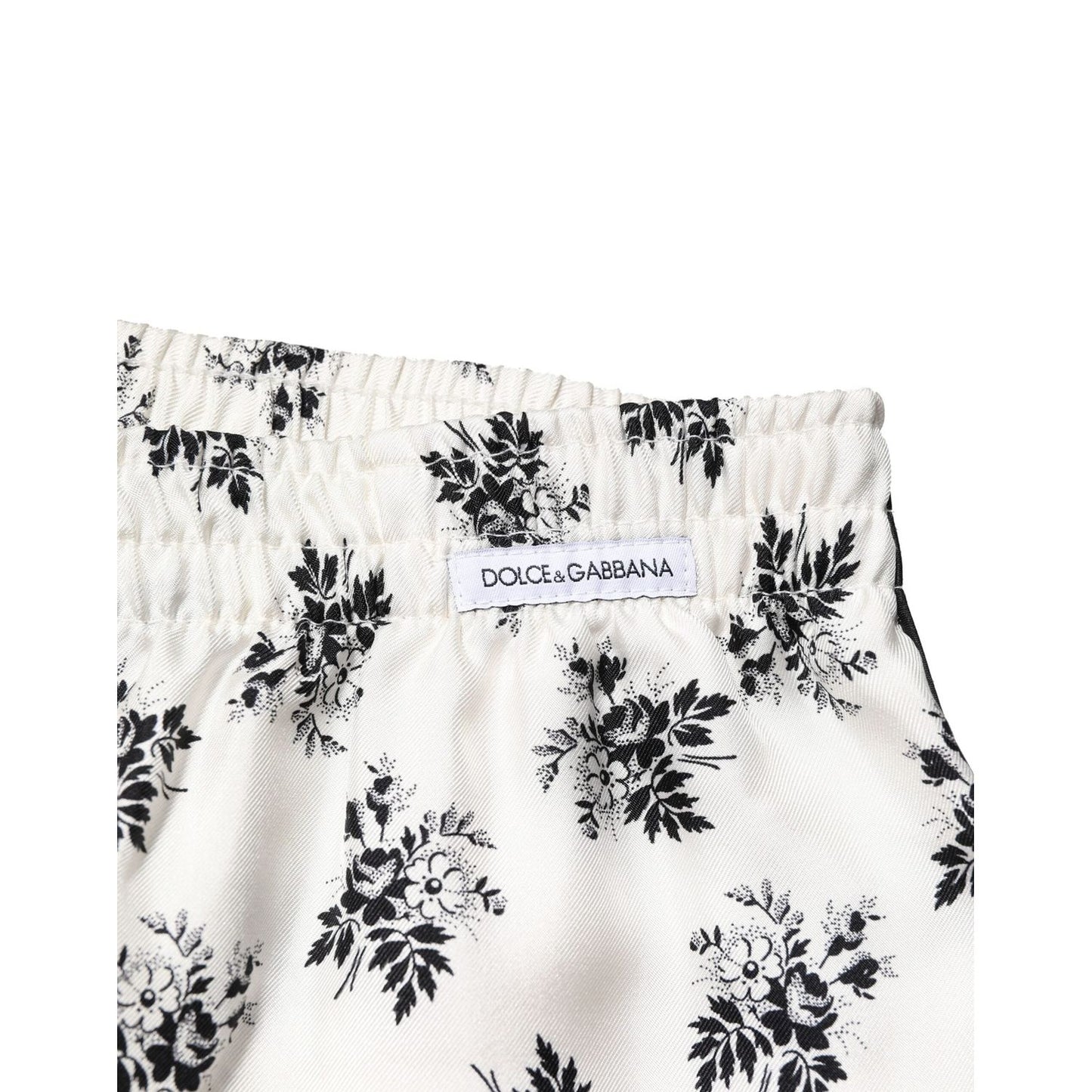 Dolce & Gabbana White Floral Silk Casual Lounge Pants PAN76472-3