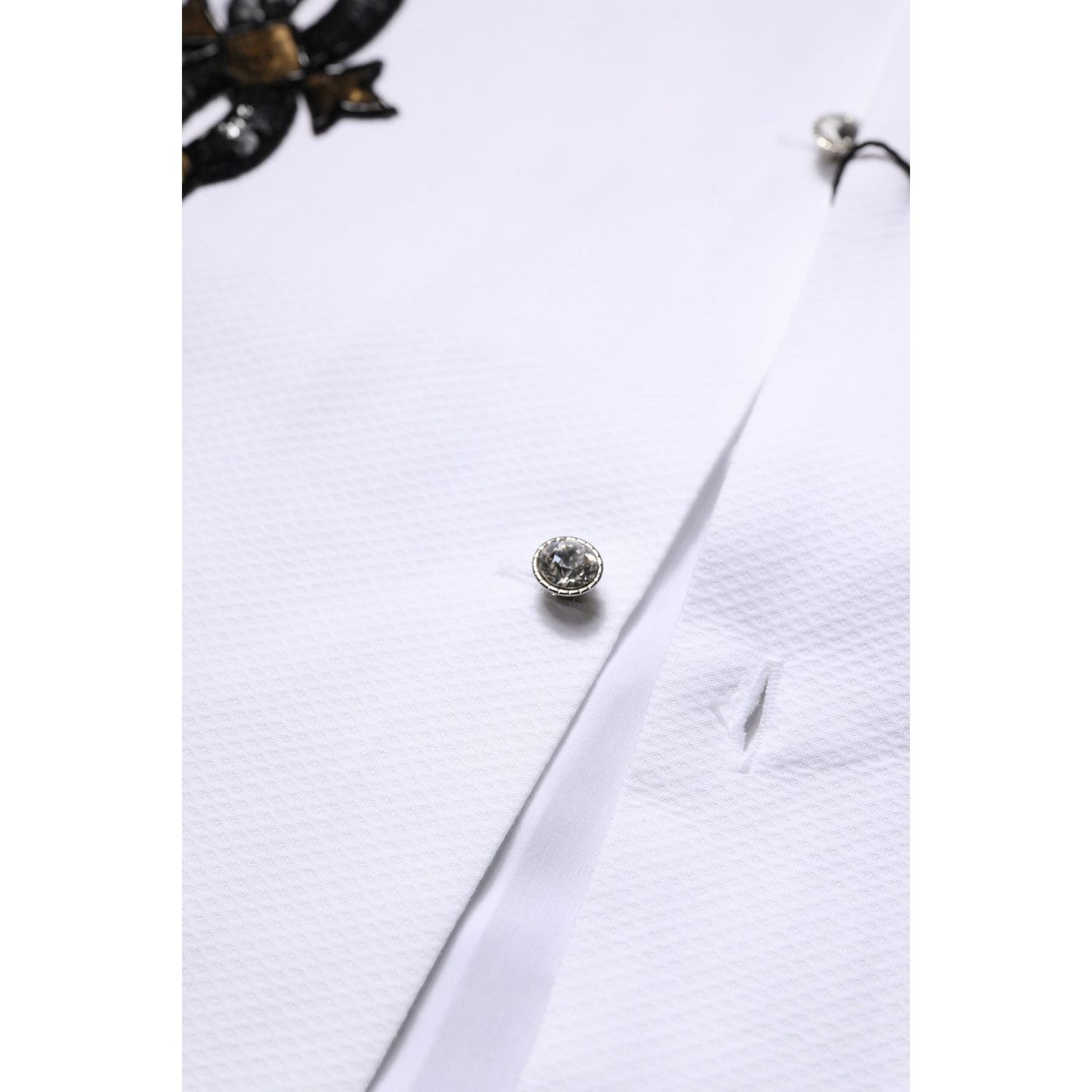 Dolce & Gabbana White GOLD Embellished Formal Men Dress Shirt