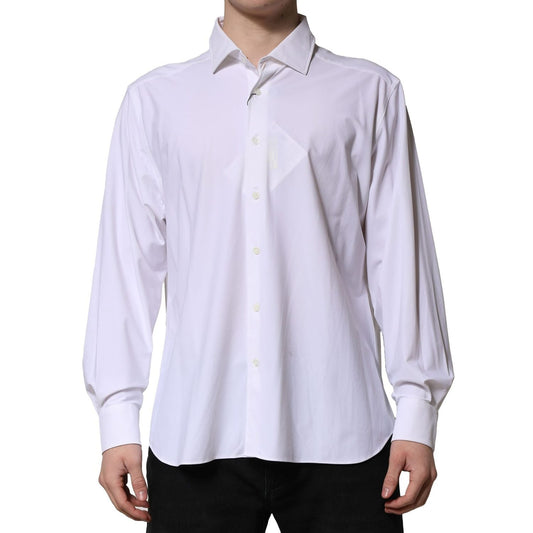 Corneliani White Long Sleeves Collared Dress Formal Shirt