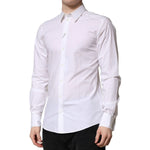 Dolce & Gabbana White Cotton Long Sleeves Dress Formal Shirt TSH90698-40