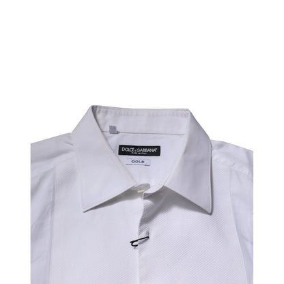 Dolce & Gabbana White Bib Cotton Poplin GOLD Formal Shirt