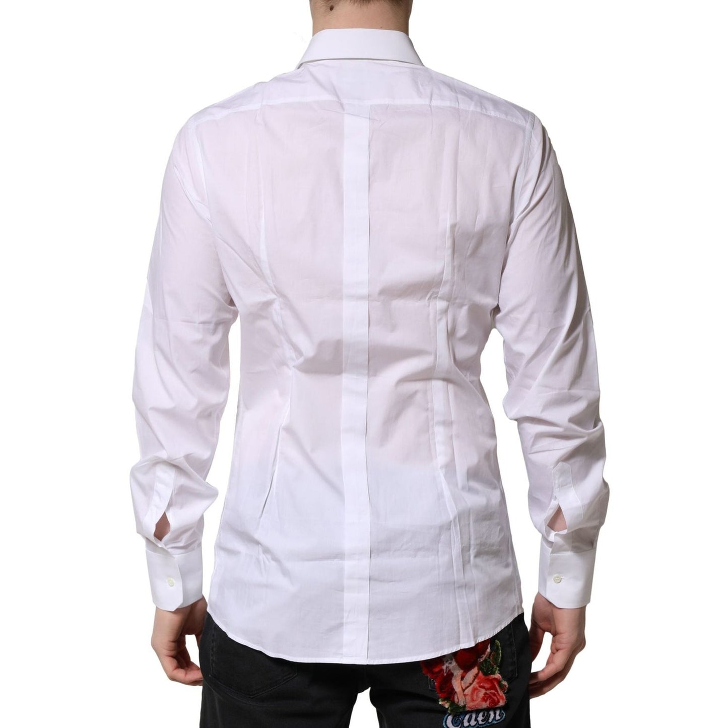 Dolce & Gabbana White Cotton Long Sleeves GOLD Formal Shirt TSH906717-37