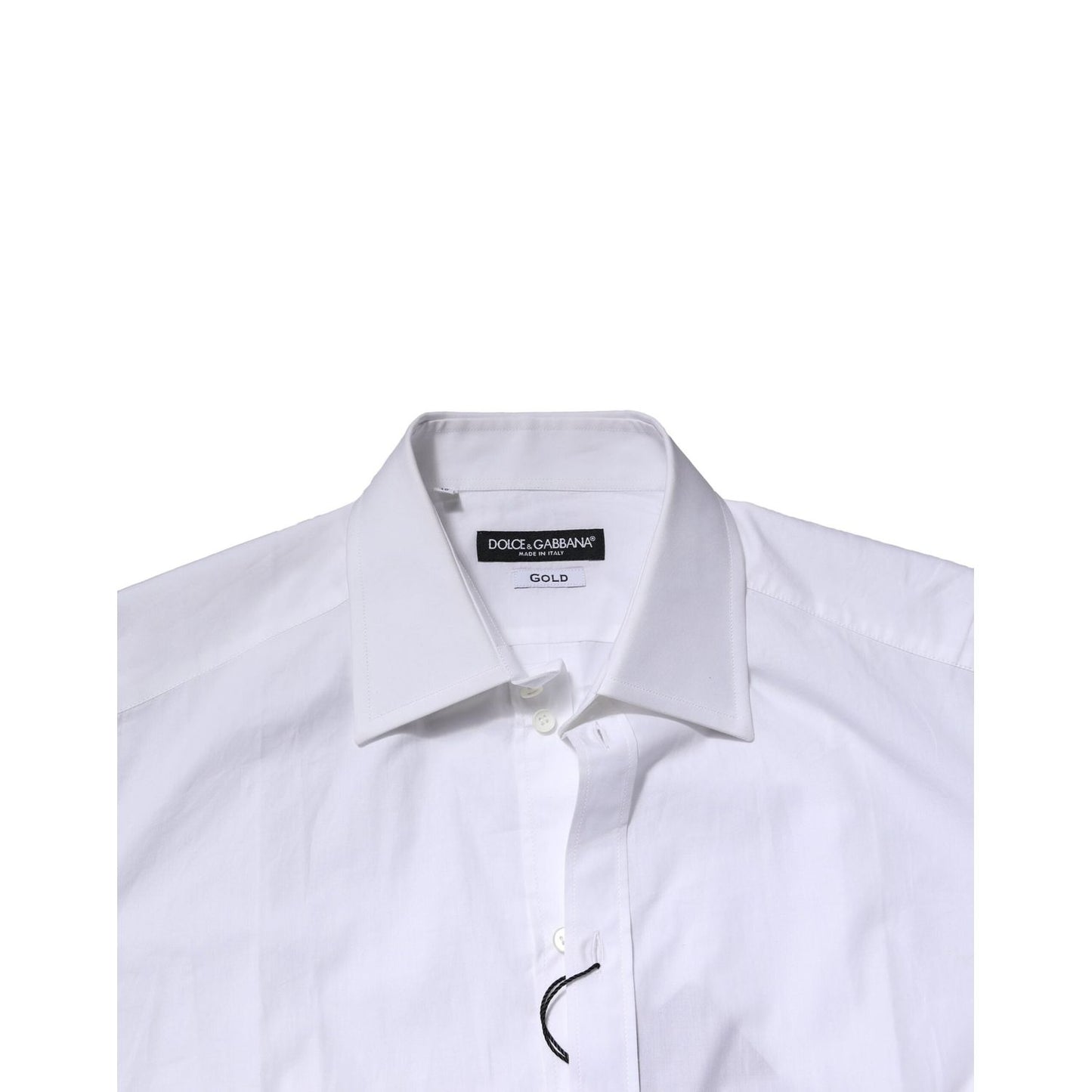 Dolce & Gabbana White Cotton Long Sleeves GOLD Formal Shirt TSH906717-37