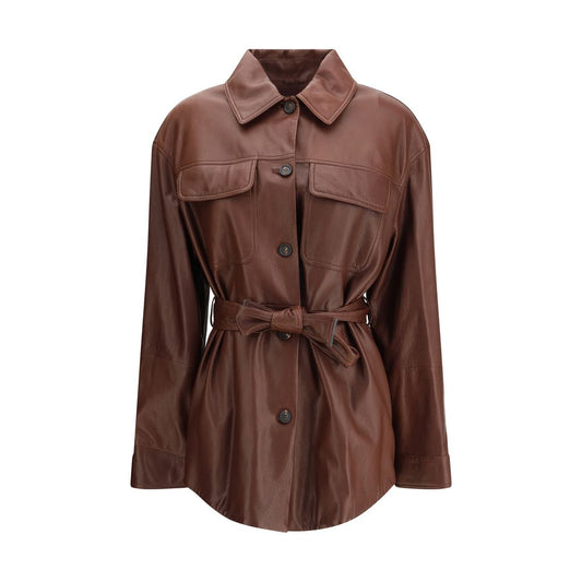 Brunello Cucinelli Brown Leather Jacket