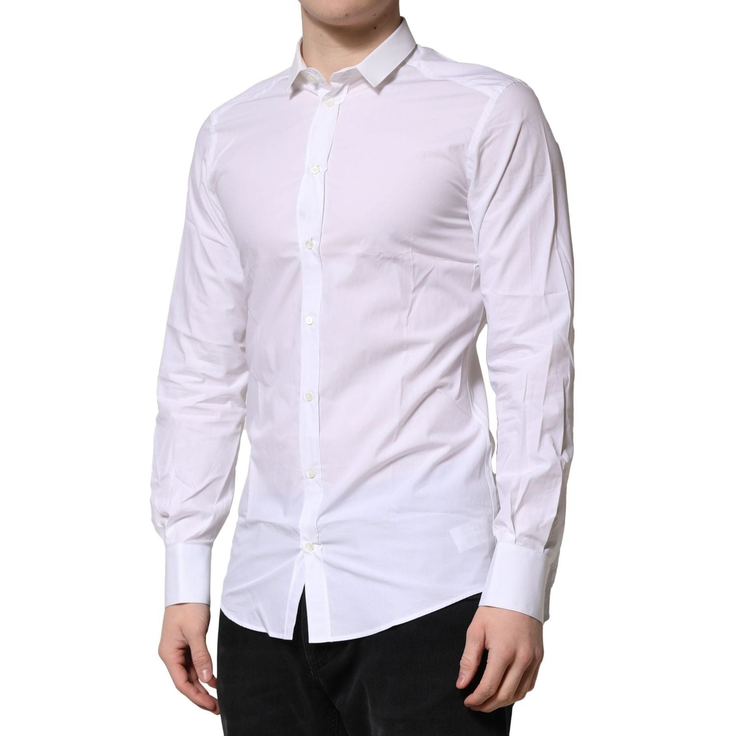 Dolce & Gabbana White Cotton GOLD Long Sleeves Formal Shirt