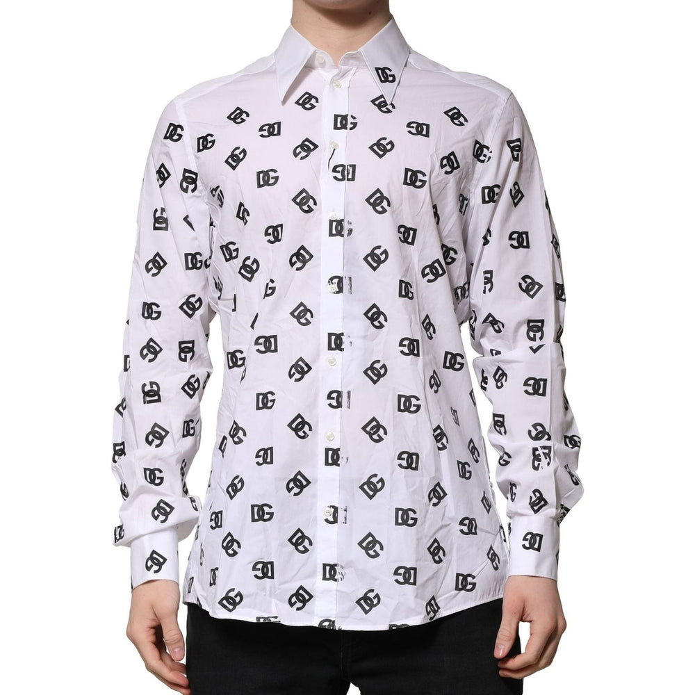 Dolce & Gabbana White MARTINI DG Logo Print Formal Shirt