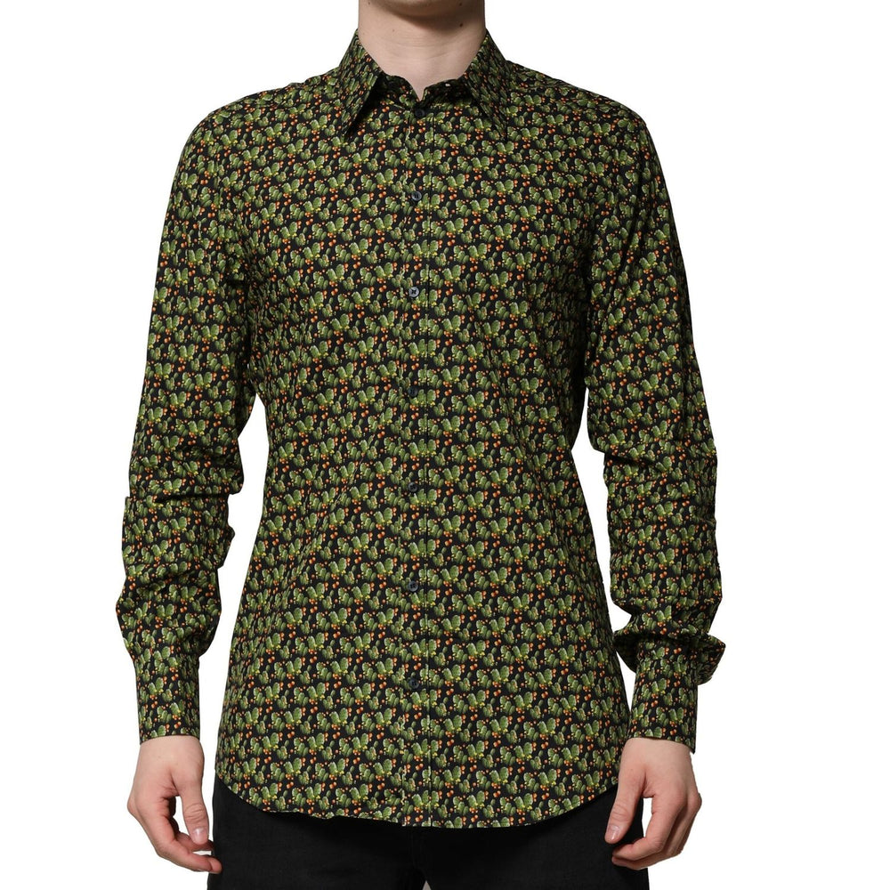 Dolce & Gabbana Multicolor Cotton Cactus GOLD Men Formal Shirt TSH906785-41