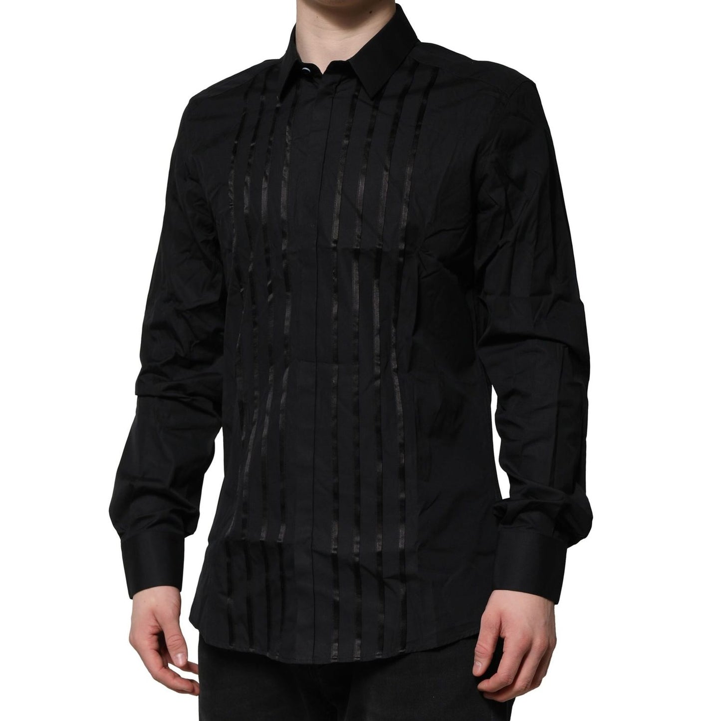 Dolce & Gabbana Black Cotton GOLD Mens Dress Formal Shirt