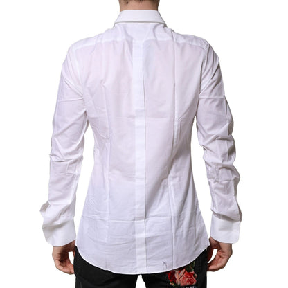 Dolce & Gabbana White Bib Cotton Poplin GOLD Men Formal Shirt