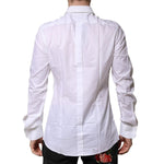 Dolce & Gabbana White Bib Cotton Poplin GOLD Men Formal Shirt