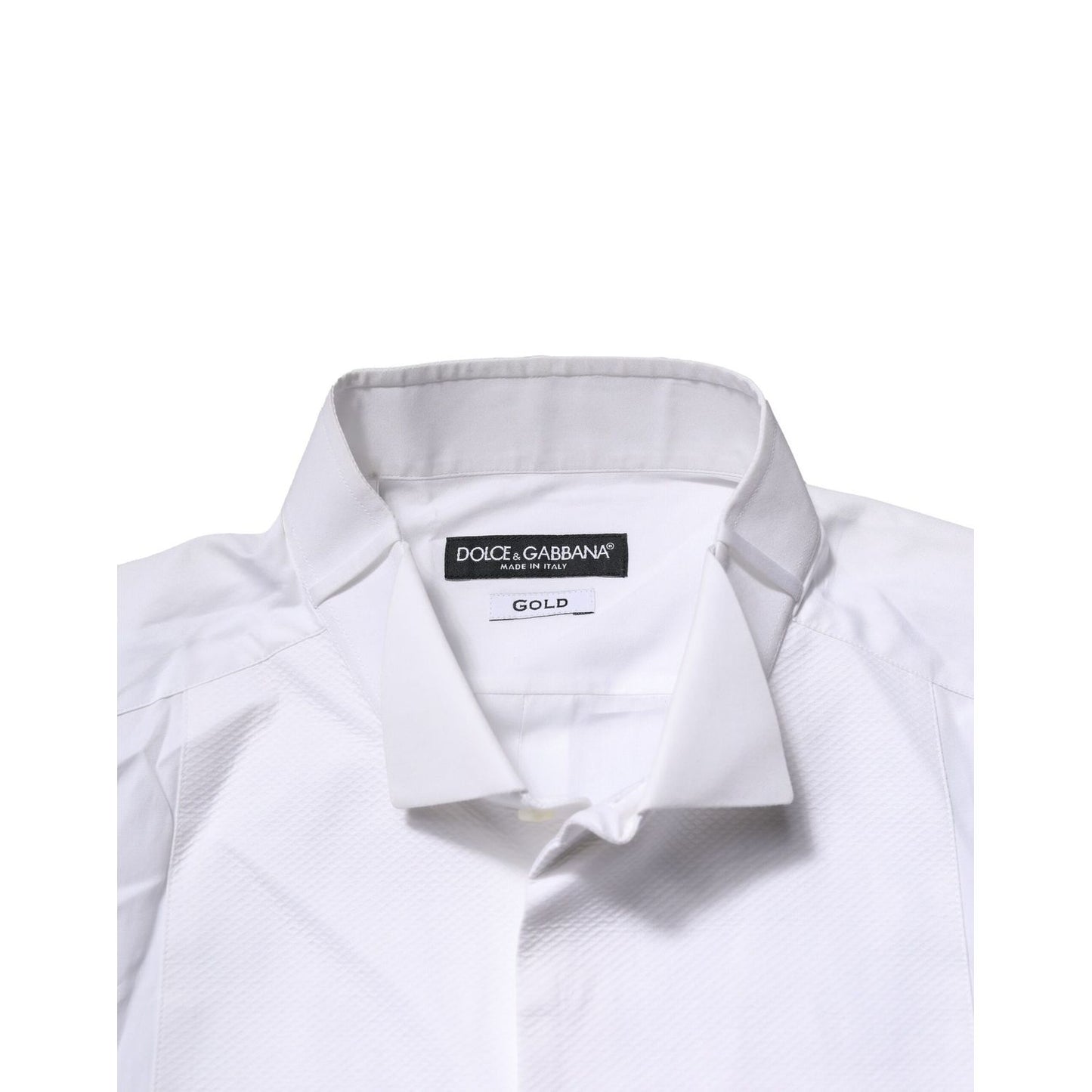Dolce & Gabbana White GOLD Bib Poplin Dress Men Formal Shirt
