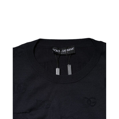 Dolce & Gabbana Black Silk Crew Neck Sweatshirt Sweater