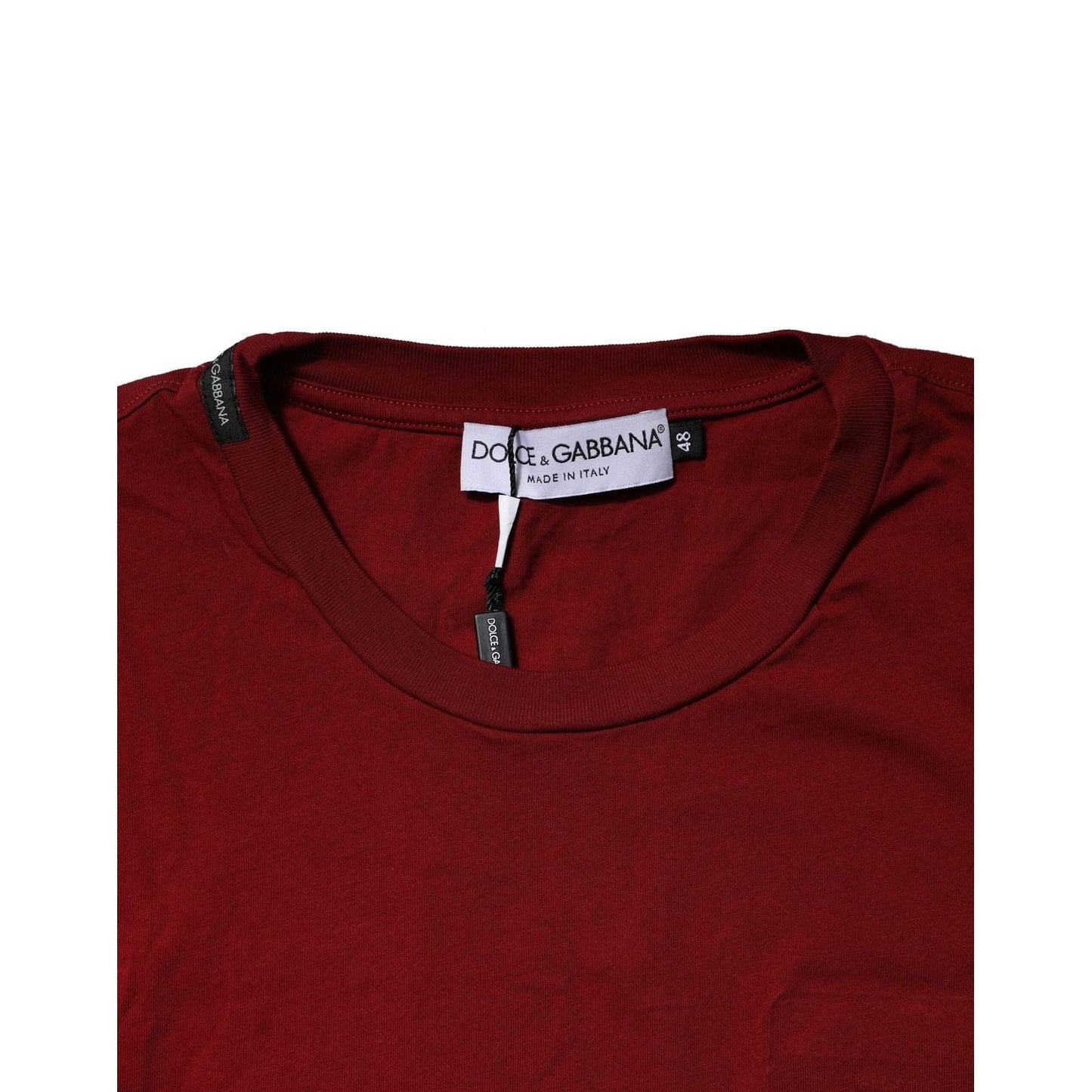 Dolce & Gabbana Dark Red Men Crew Neck Short Sleeve T-shirt TSH90555-48