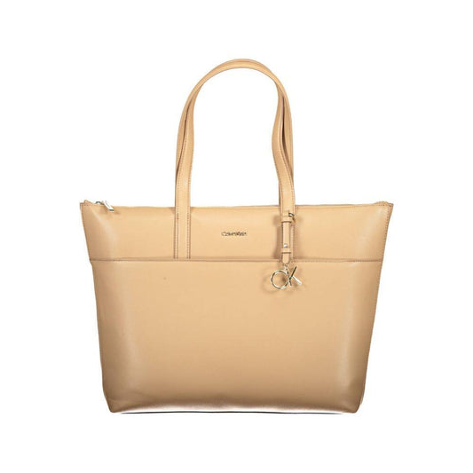 Calvin Klein Beige Polyester Women Handbag CA-17728