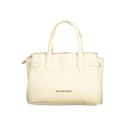 Mario Valentino Beige Polyethylene Women Handbag with elegant handles and logo design.