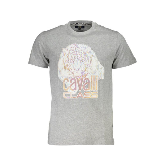 Cavalli Class Brown Cotton Men T-Shirt with iconic logo design, crew neck, and short sleeves, perfect for a modern trendsetter.