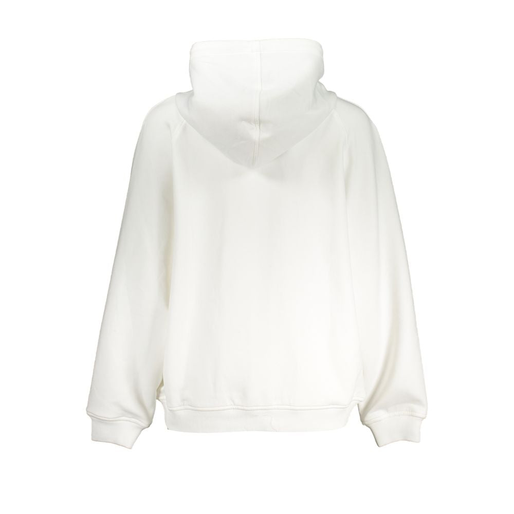 K-WAY White Polyester Women Sweater with hood and sleek design, back view showing the smooth texture and elegant shape.