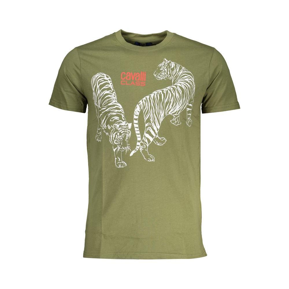 Cavalli Class Green Cotton T-Shirt CA-28588-M