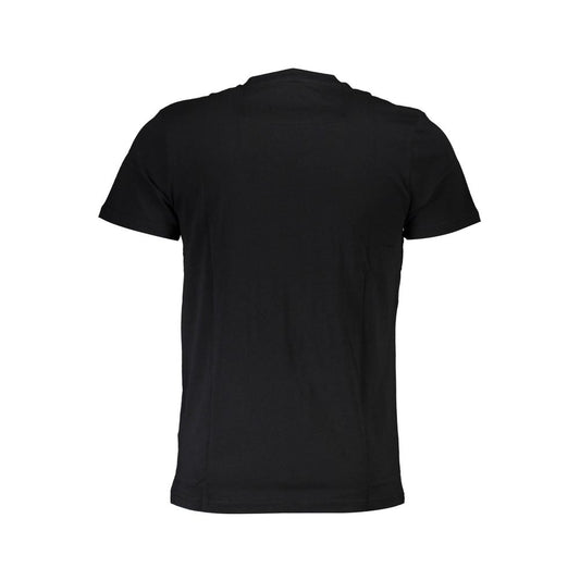 Cavalli Class Black Cotton Men T-Shirt, back view showing short sleeves and crew neck design. Perfect for fashion-forward men.