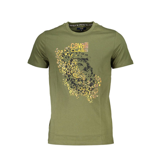 Cavalli Class Green Cotton Men T-Shirt