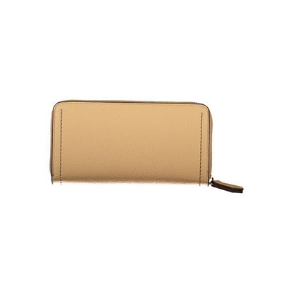 Mario Valentino Beige Polyethylene Women Wallet with spacious interior, coin purse, and Valentino logo for stylish organization.