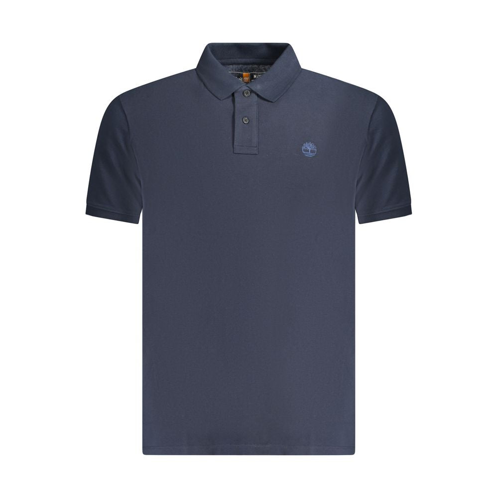 Timberland Blue Cotton Polo Shirt, short sleeve, regular fit with logo embroidery, 2 buttons.