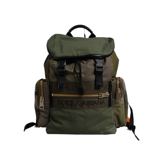 Dolce & Gabbana Green Patchwork Travel Backpack Military Bag BAG4634