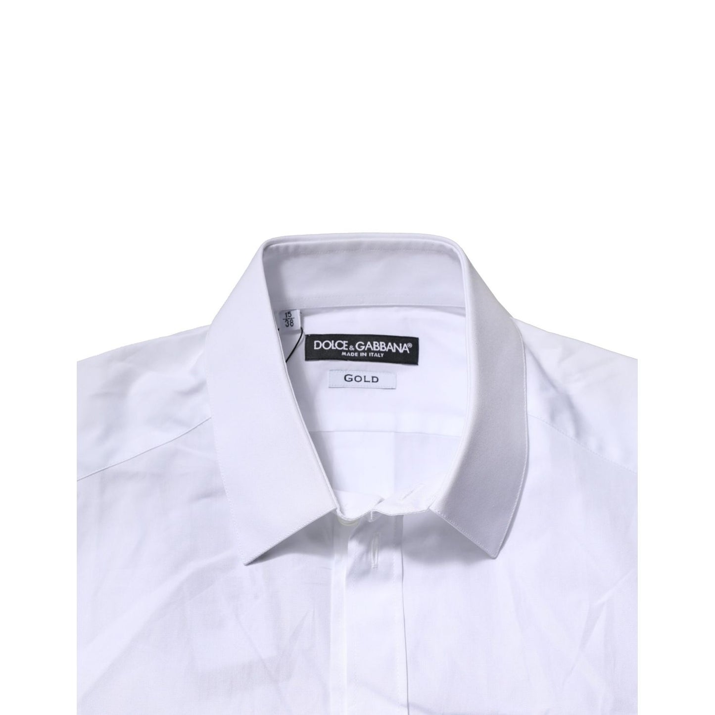 Dolce & Gabbana White Cotton GOLD Short Sleeves Formal Shirt