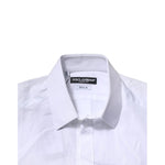 Dolce & Gabbana White Cotton GOLD Short Sleeves Formal Shirt