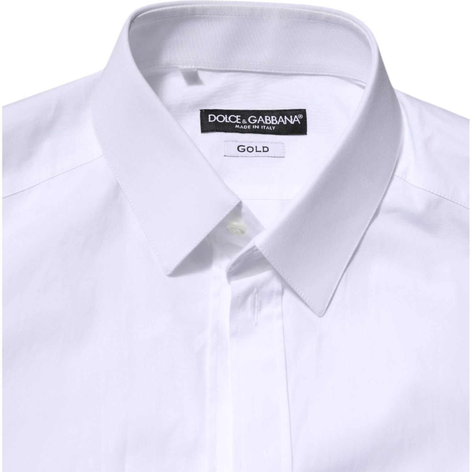 Dolce & Gabbana White Cotton GOLD Long Sleeves Formal Shirt