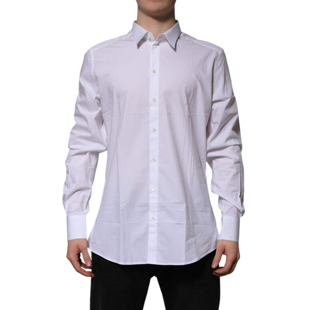 Dolce & Gabbana White Cotton GOLD Long Sleeves Formal Shirt TSH906837-43