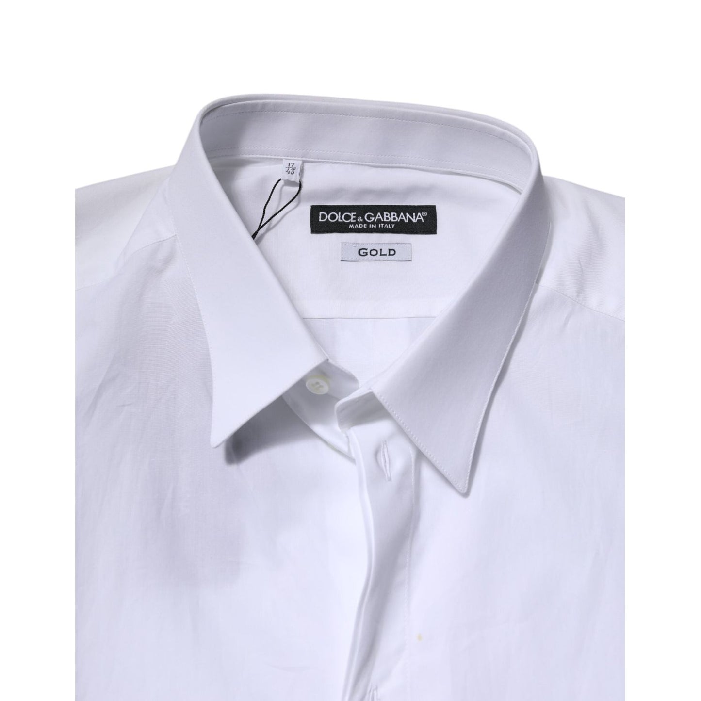 Dolce & Gabbana White Cotton GOLD Long Sleeves Formal Shirt TSH906837-43