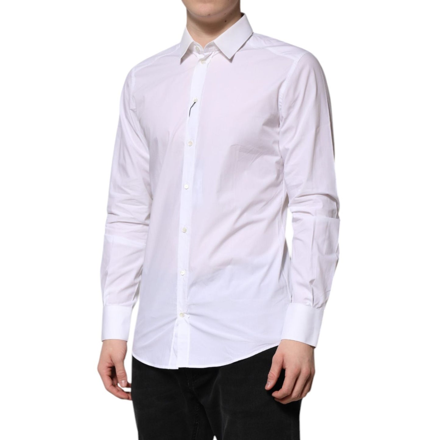 Dolce & Gabbana White Cotton GOLD Long Sleeves Formal Shirt TSH906840-39