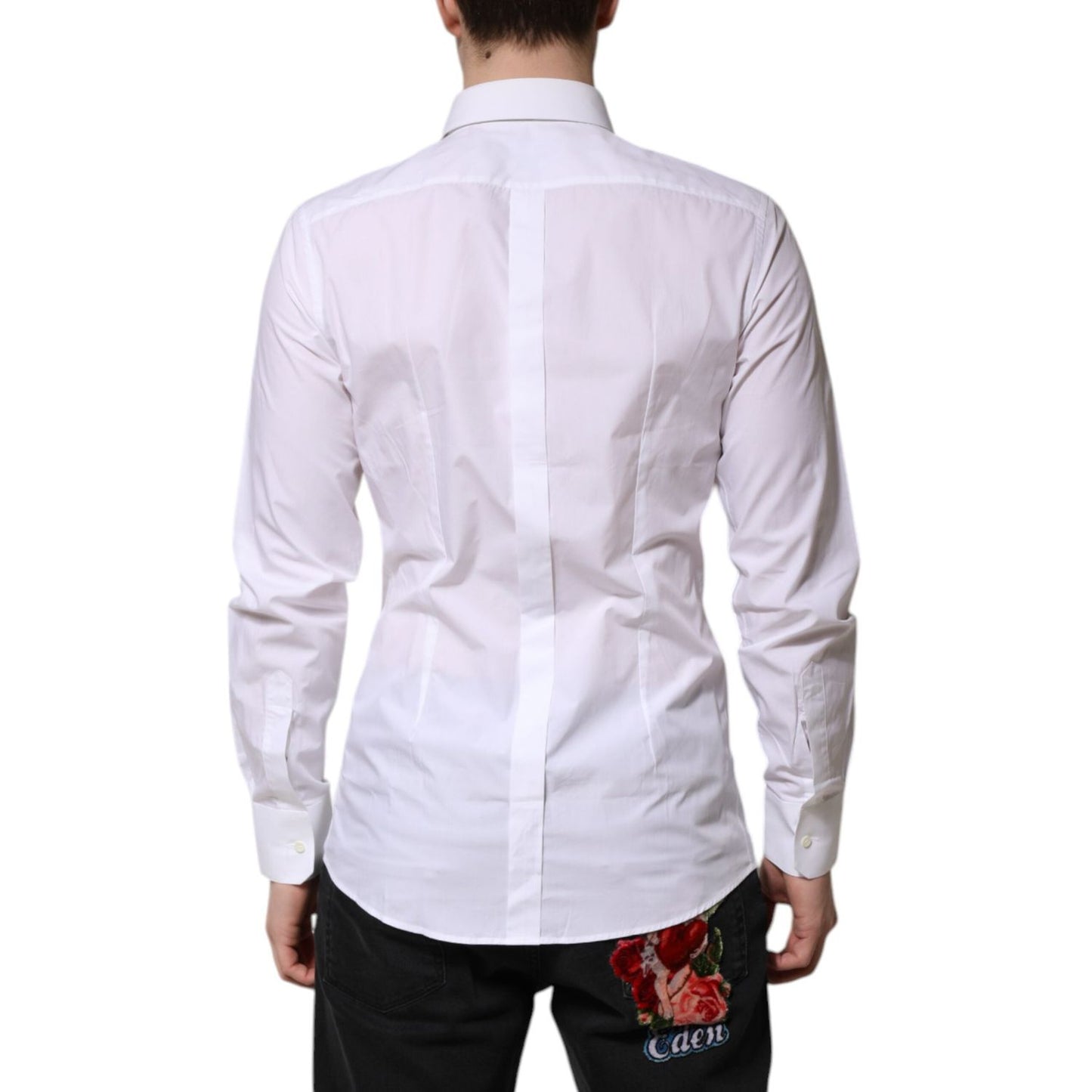 Dolce & Gabbana White Cotton GOLD Long Sleeves Formal Shirt TSH906840-39