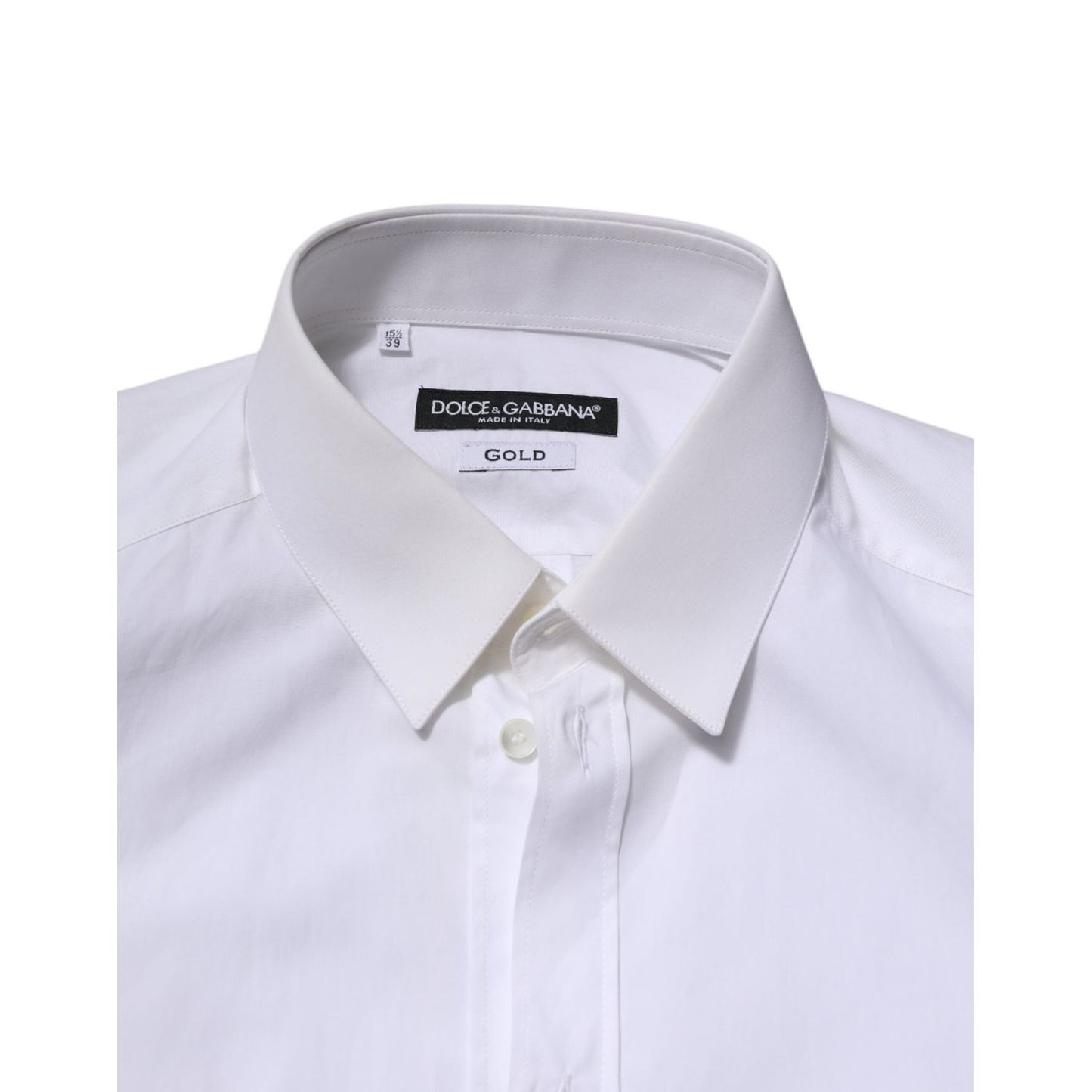 Dolce & Gabbana White Cotton GOLD Long Sleeves Formal Shirt TSH906840-39
