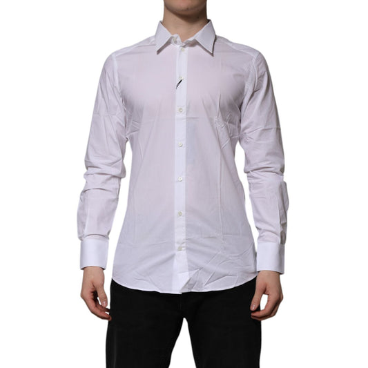 Dolce & Gabbana White Cotton GOLD Long Sleeves Formal Shirt TSH906842-40
