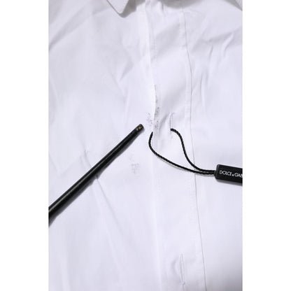 Dolce & Gabbana White Cotton GOLD Long Sleeves Formal Shirt