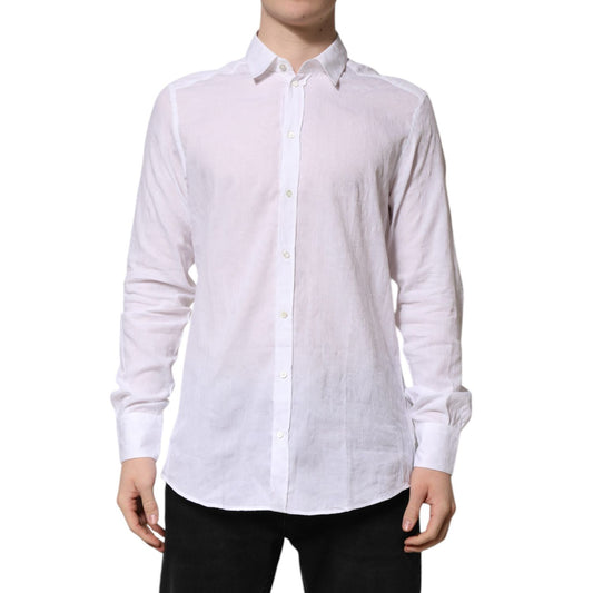 Dolce & Gabbana White Cotton Long Sleeves Collared Formal Shirt